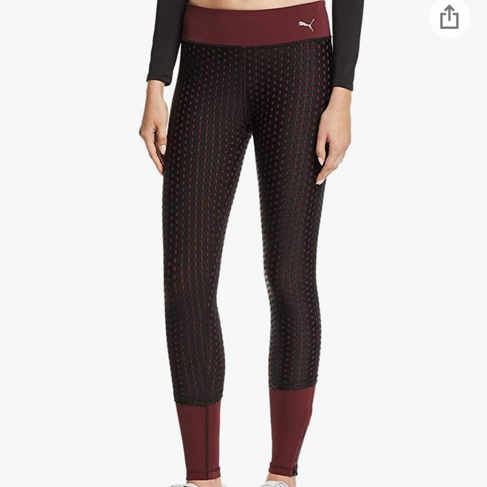 Puma Luxe Mesh Ankle Zip Leggings- Fig/Black Sz. S